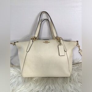 COACH Small Kelsey Satchel in Chalk Pebble Leather